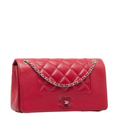 シャネル マトラッセ ココマーク チェーン 斜め掛け ショルダーバッグ レッド レザー レディース CHANEL 【中古】